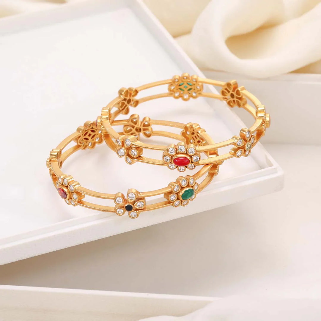 92.5 Silver, Azalea Stone Pair Bangles