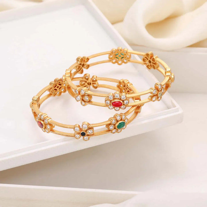 92.5 Silver, Azalea Stone Pair Bangles