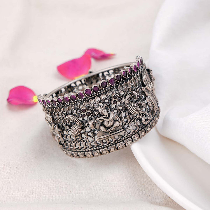 92.5 Silver, Inayat Oxidised Single Kada Bangle