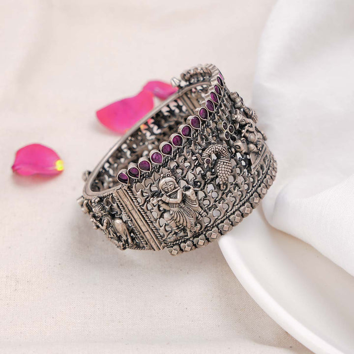 92.5 Silver, Inayat Oxidised Single Kada Bangle