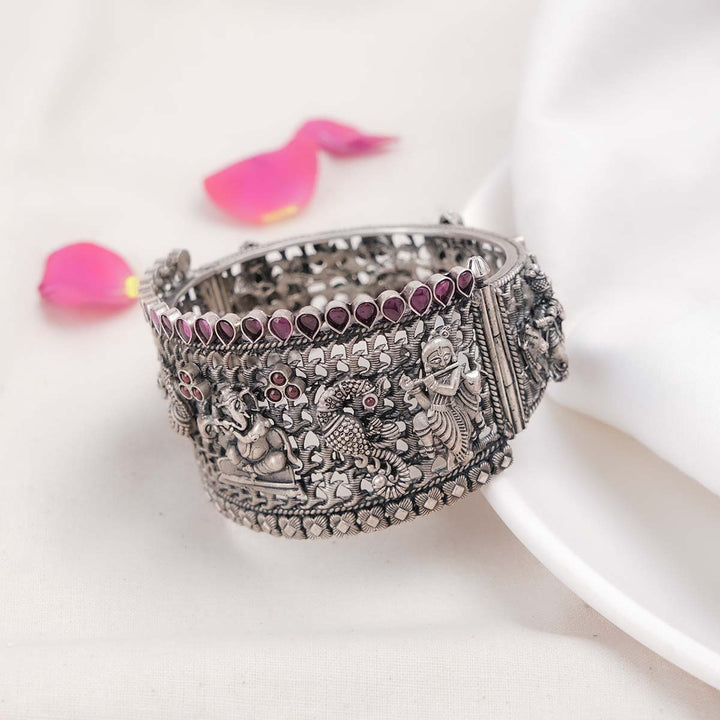 92.5 Silver, Inayat Oxidised Single Kada Bangle
