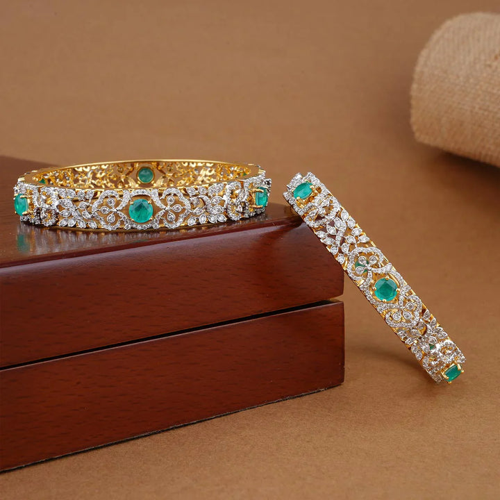 92.5 Silver Shrinikha Diamond Design Bangles 2.6"
