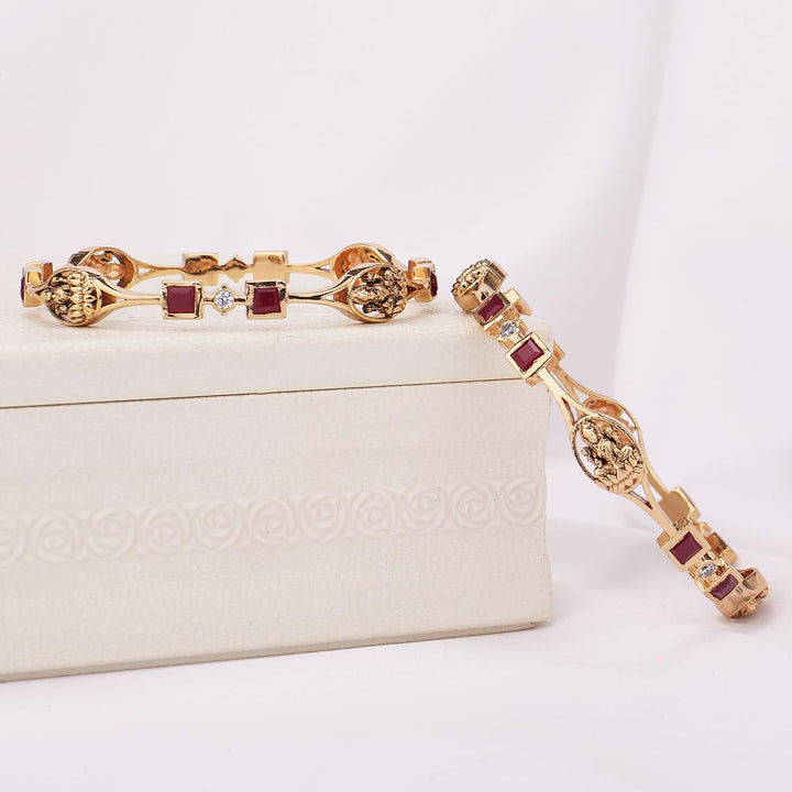 92.5 Silver, 24 kt gold-plated Kanya Stone Pair Bangle | SHOBITAM