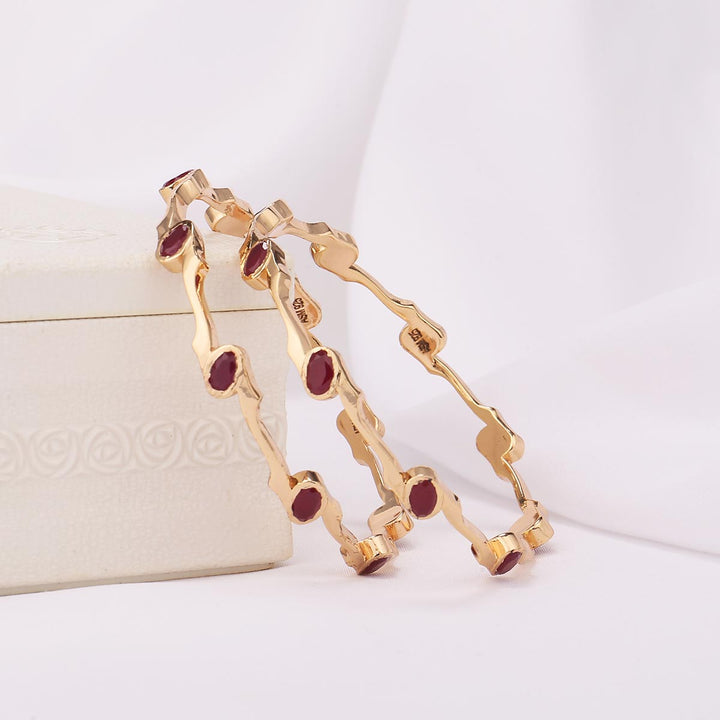 92.5 Silver, 24 kt gold-plated Aadhira Stone Pair Bangle | SHOBITAM