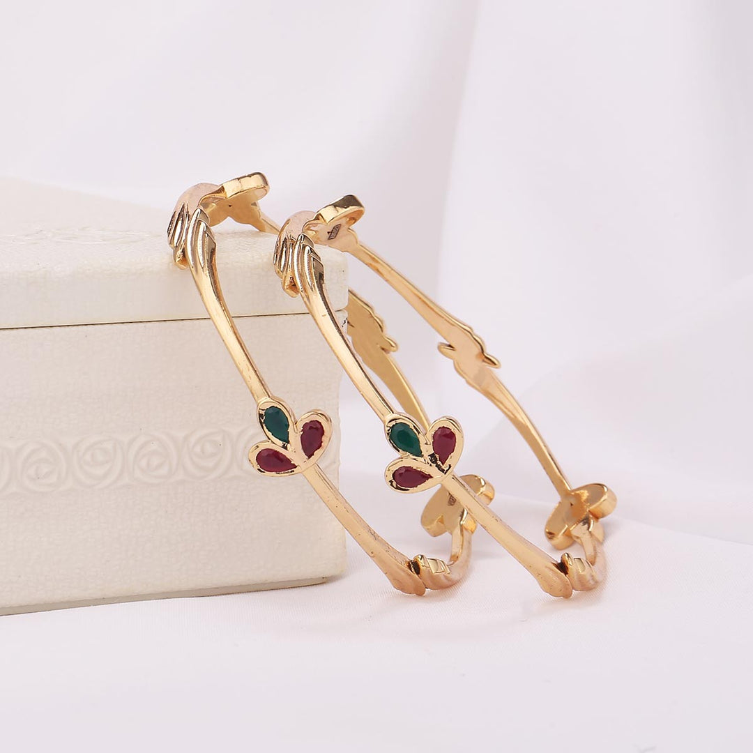 92.5 Silver, 24 kt gold-plated Joshika Stone Pair Bangle | SHOBITAM