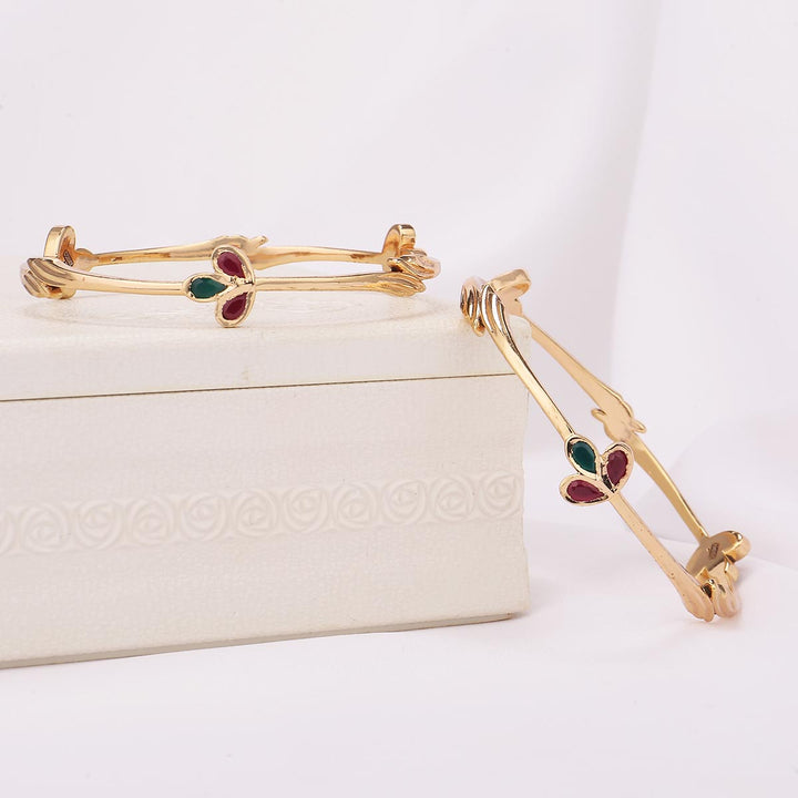 92.5 Silver, 24 kt gold-plated Joshika Stone Pair Bangle | SHOBITAM