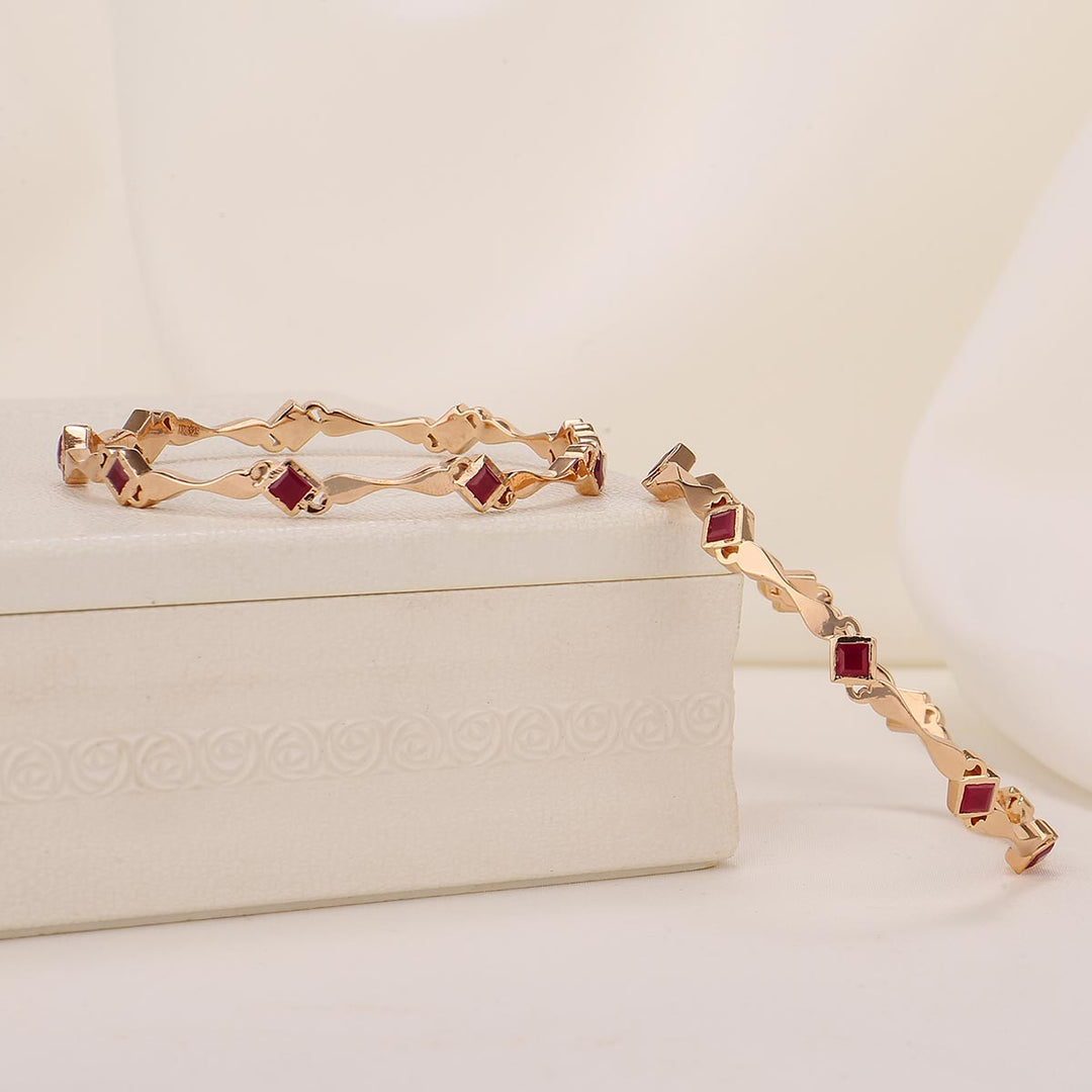 92.5 Silver, 24 kt gold-plated Harini Stone Pair Bangle | SHOBITAM