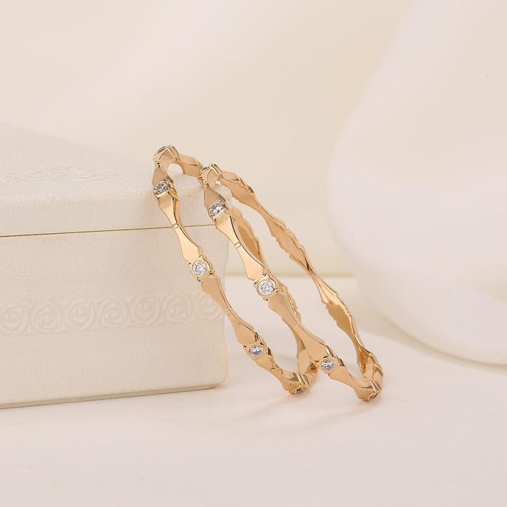 92.5 Silver, 24 kt gold-plated Glimmer Stone Pair Bangle | SHOBITAM