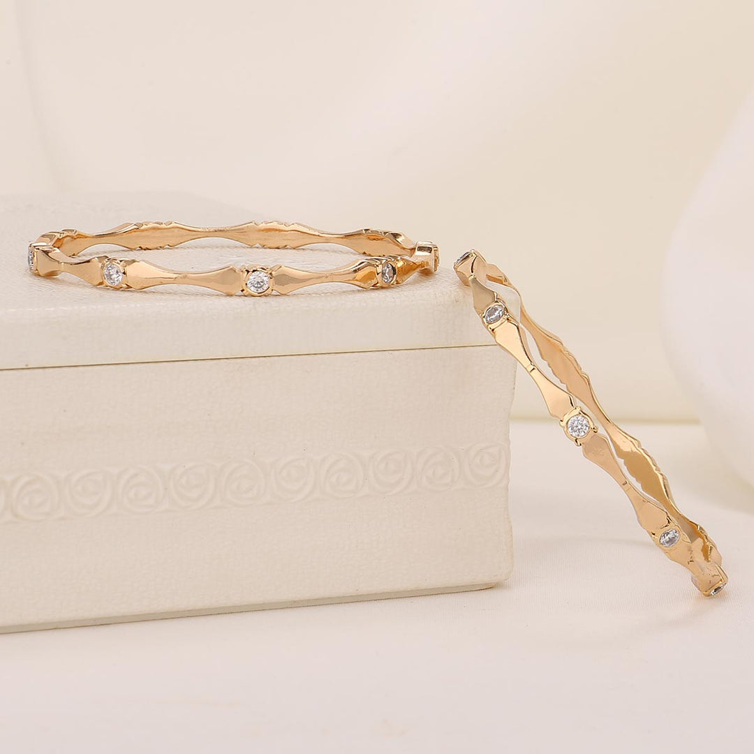 92.5 Silver, 24 kt gold-plated Glimmer Stone Pair Bangle | SHOBITAM
