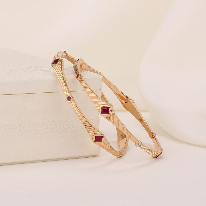 92.5 Silver, 24 kt gold-plated Aanya Stone Pair Bangle | SHOBITAM