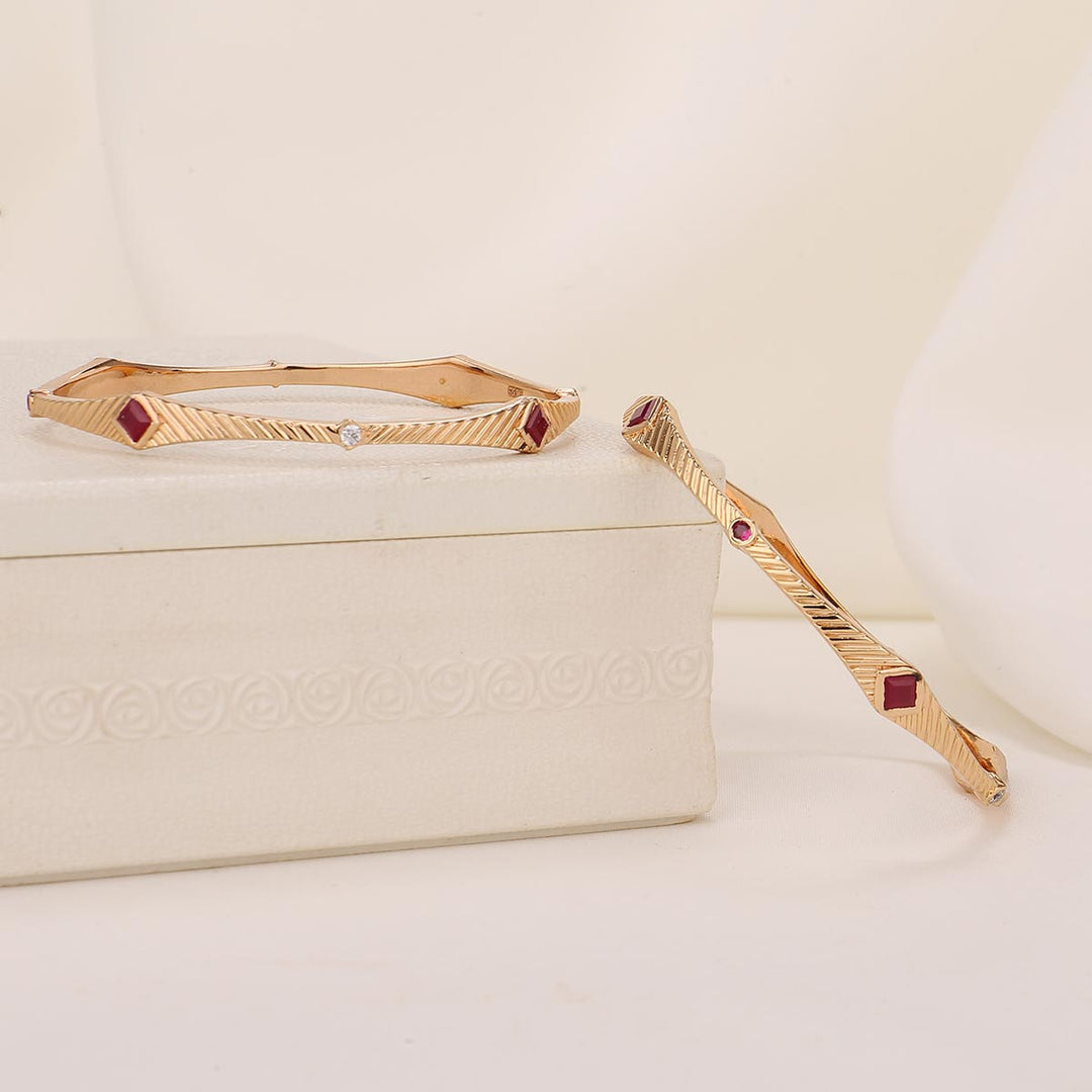 92.5 Silver, 24 kt gold-plated Aanya Stone Pair Bangle | SHOBITAM