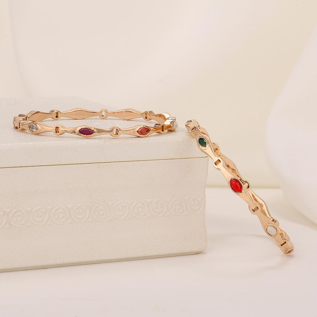 This 92.5 Silver, 24 kt gold Chithara Stone Pair Bangle | SHOBITAM