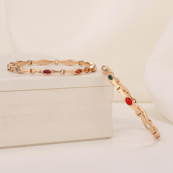 This 92.5 Silver, 24 kt gold Chithara Stone Pair Bangle | SHOBITAM
