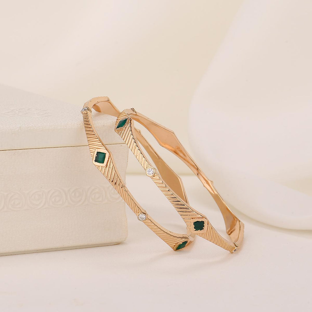 Pure 92.5 Silver, 24kt Gold Plated Shervika Stone Pair Bangle | SHOBITAM