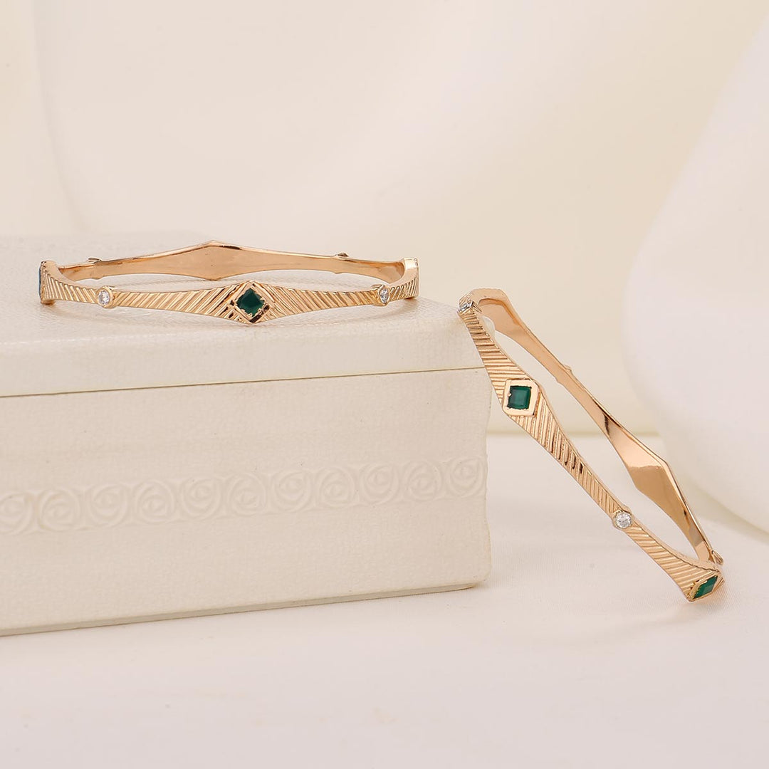 Pure 92.5 Silver, 24kt Gold Plated Shervika Stone Pair Bangle | SHOBITAM
