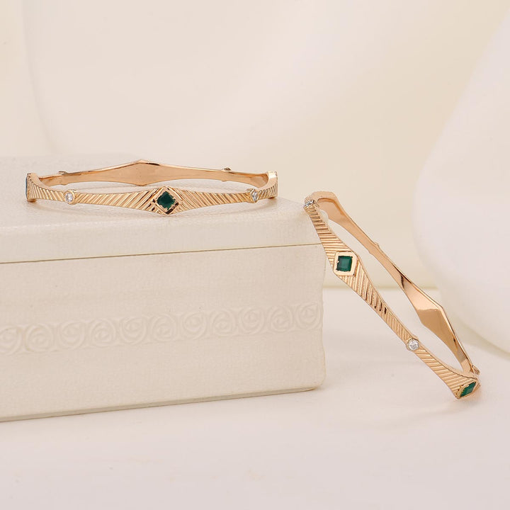 Pure 92.5 Silver, 24kt Gold Plated Shervika Stone Pair Bangle | SHOBITAM