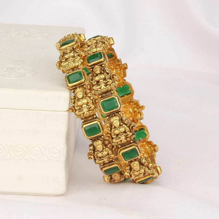 92.5 Silver, 24kt Gold Plating Nithishka Nagas Pair Bangle