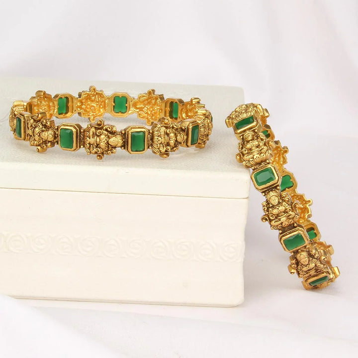 92.5 Silver, 24kt Gold Plating Nithishka Nagas Pair Bangle