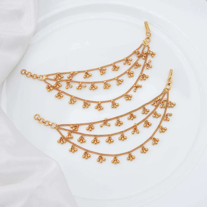 92.5 Silver  3 layer Aarohi Hair Maatal with dangling beads