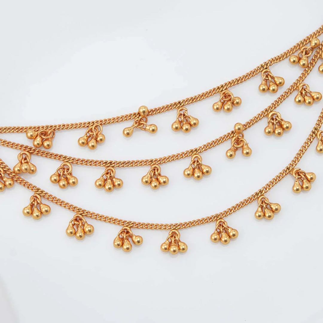 92.5 Silver  3 layer Aarohi Hair Maatal with dangling beads