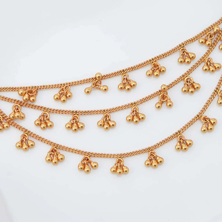 92.5 Silver  3 layer Aarohi Hair Maatal with dangling beads