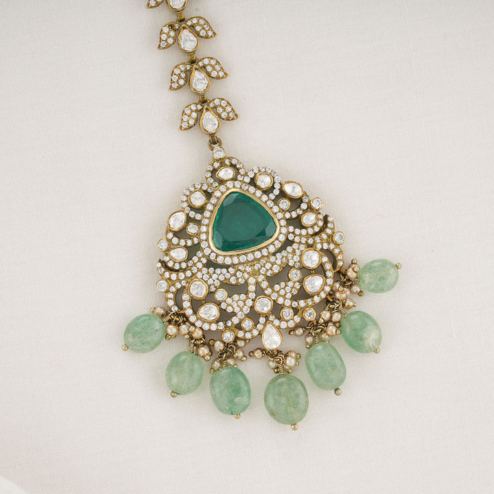 Pure 92.5 Silver Garnet Victorian Maangtikka | SHOBITAM