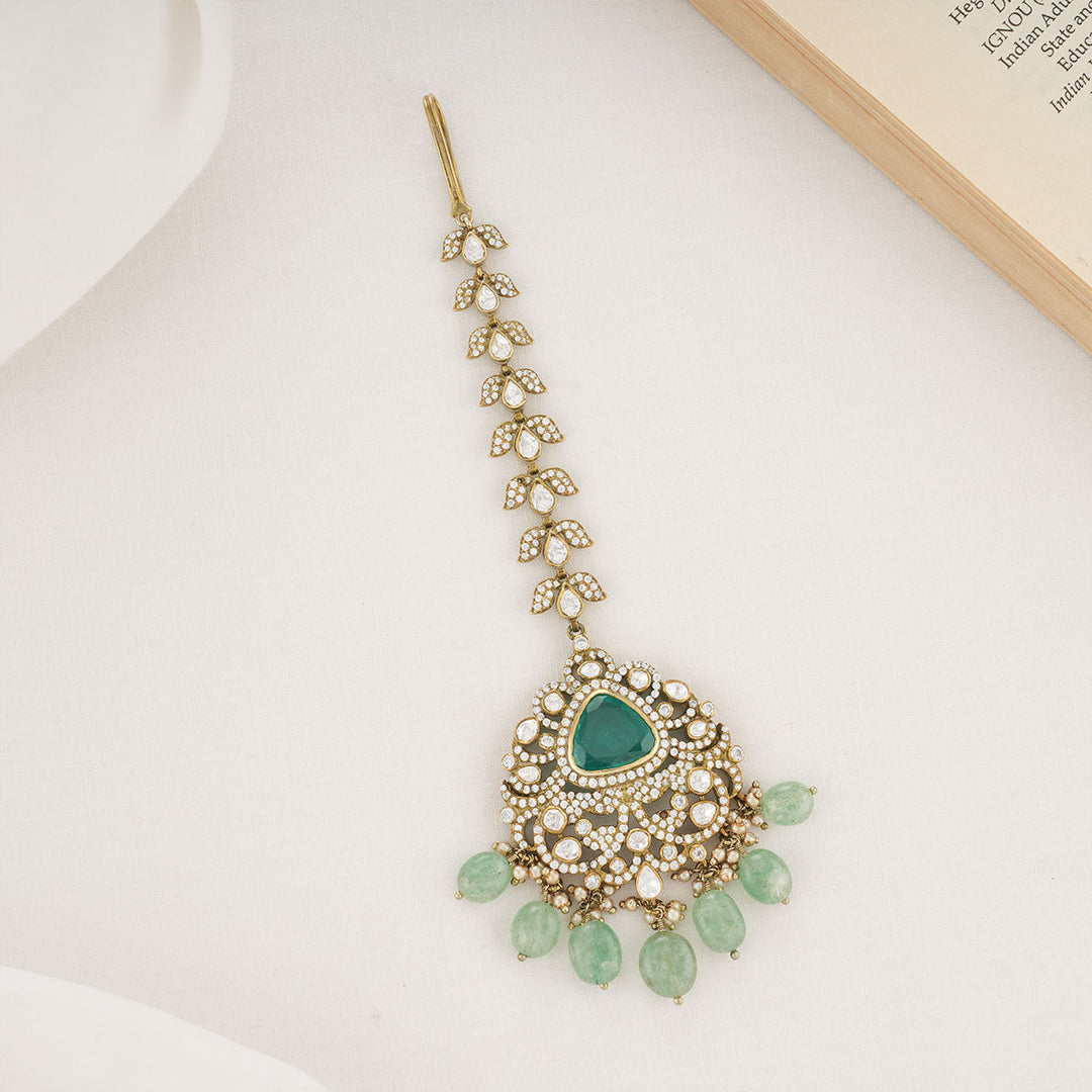 Pure 92.5 Silver Garnet Victorian Maangtikka | SHOBITAM