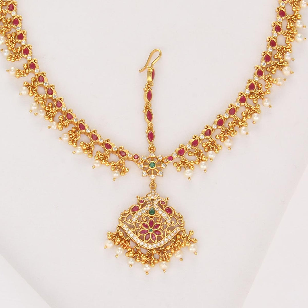 Pure 92.5 Silver, 24kt Gold Plated Fabulous Stone Maangtikka | SHOBITAM