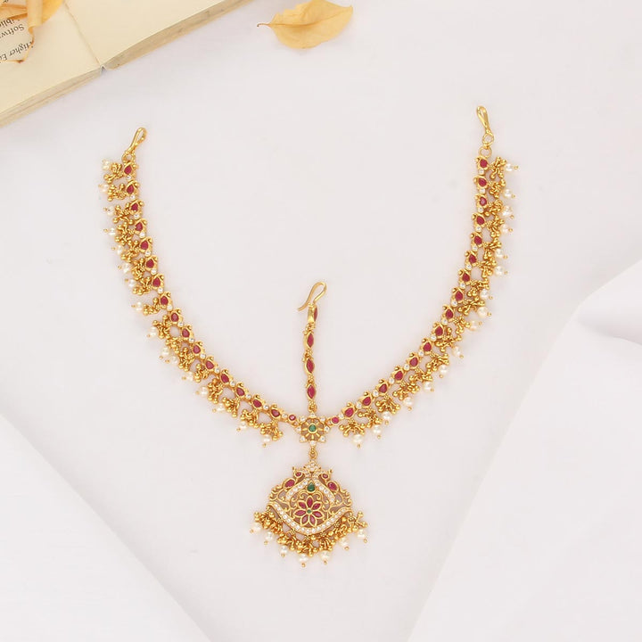Pure 92.5 Silver, 24kt Gold Plated Fabulous Stone Maangtikka | SHOBITAM