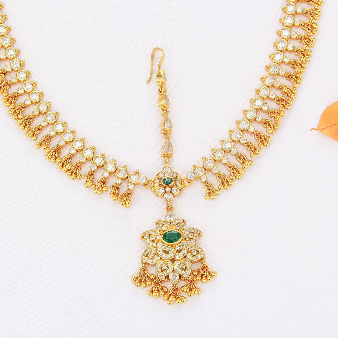 Pure 92.5 Silver, 24kt Gold Plated Yariga Stone Maangtikka | SHOBITAM