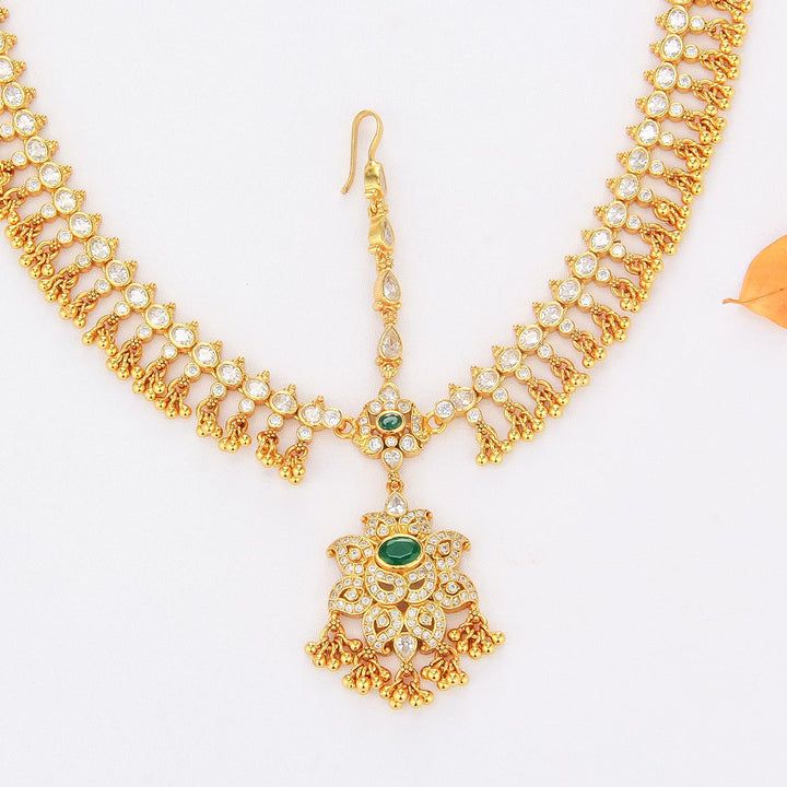 Pure 92.5 Silver, 24kt Gold Plated Yariga Stone Maangtikka | SHOBITAM
