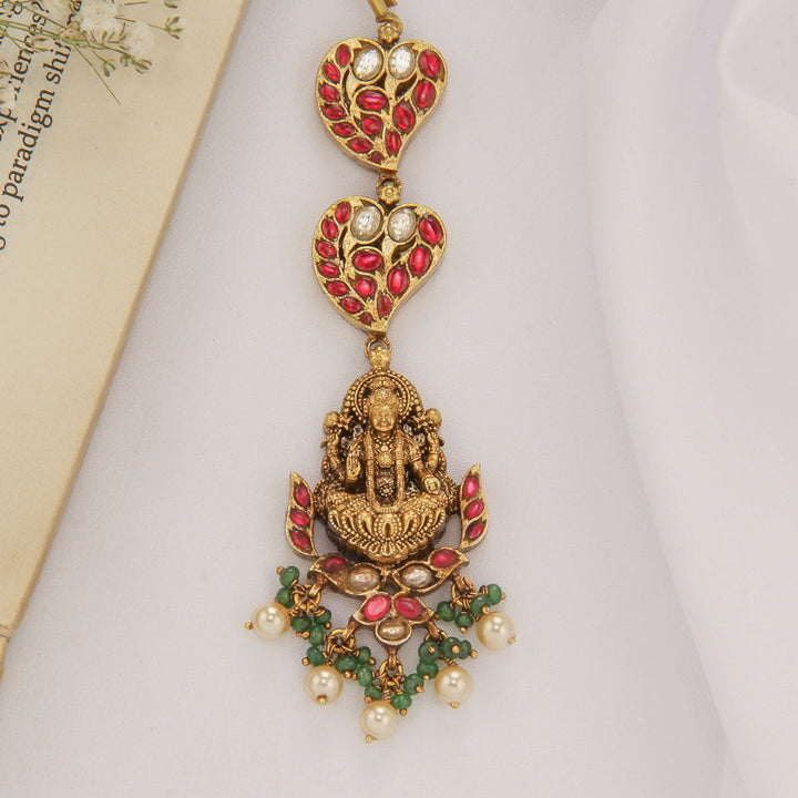 92.5 Silver, 24kt Gold Plated, Rukmani Nagas Tikka | SHOBITAM
