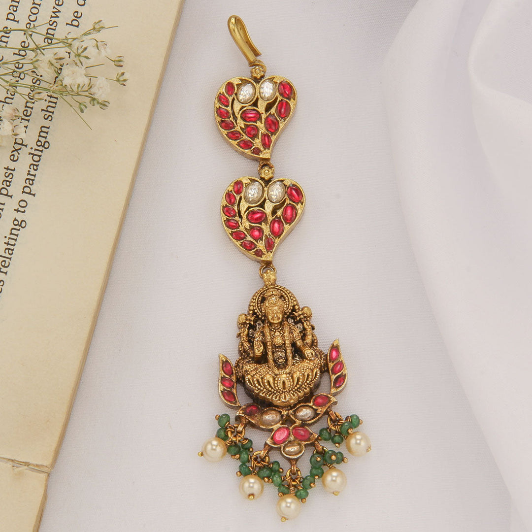 92.5 Silver, 24kt Gold Plated, Rukmani Nagas Tikka | SHOBITAM