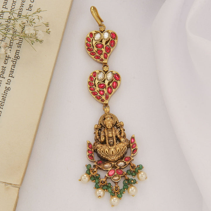 92.5 Silver, 24kt Gold Plated, Rukmani Nagas Tikka | SHOBITAM