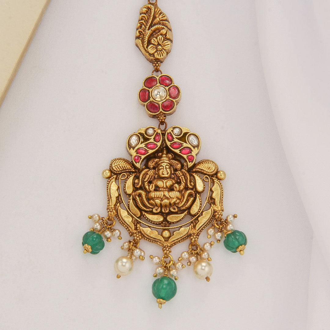 92.5 Silver, 24kt Gold Plated, Menakshi Nagas Tikka | SHOBITAM