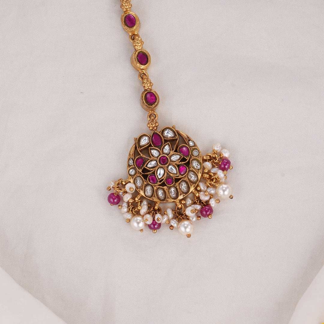 92.5 Silver, 24 kt Gold-Plated Ziana Kundan Maangtikka | SHOBITAM