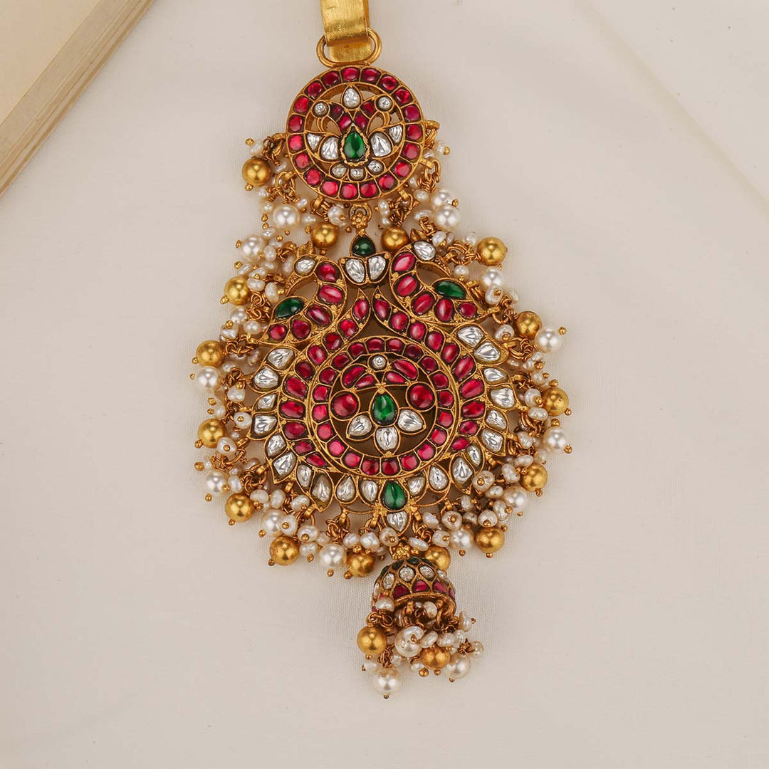 92.5 Pure Silver, Gold Plated Charming Kundan Waist Charm for saree tuck