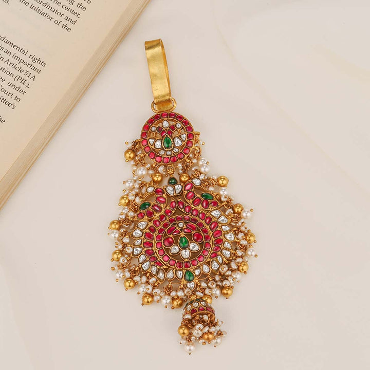 92.5 Pure Silver, Gold Plated Charming Kundan Waist Charm for saree tuck