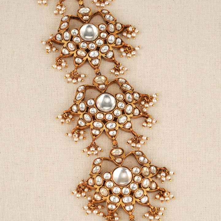 92.5 Pure Silver, 24Kt Gold Plated Gorgeous Kundan Jadai for Hair