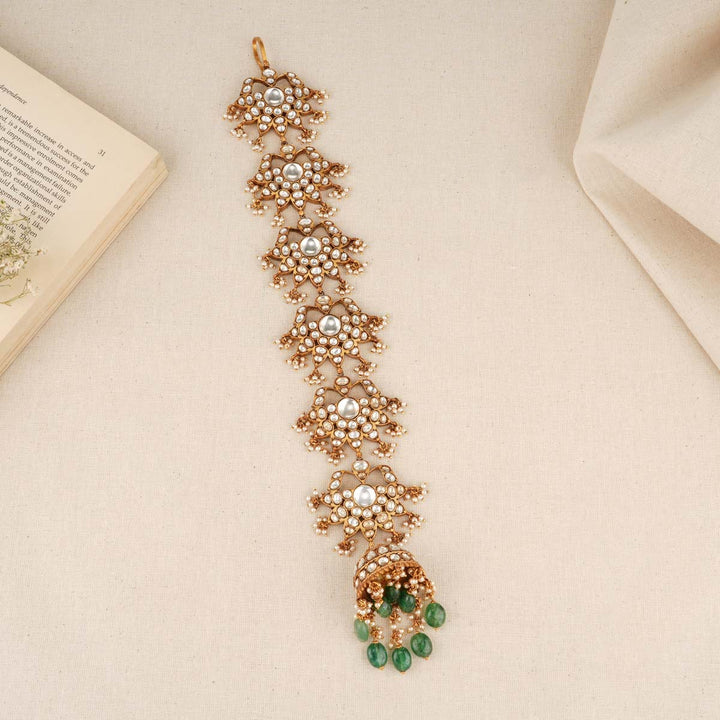 92.5 Pure Silver, 24Kt Gold Plated Gorgeous Kundan Jadai for Hair