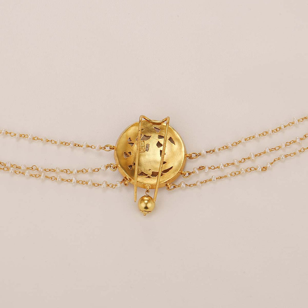 92.5 Silver 24Kt Gold Plated Dainty Jada Billa with Hair Chains