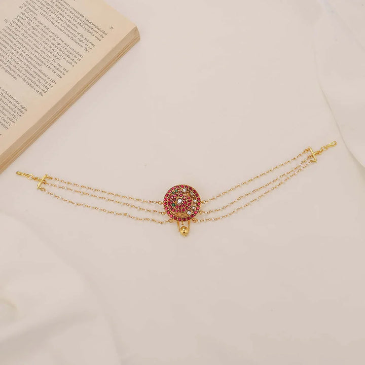 92.5 Silver 24Kt Gold Plated Dainty Jada Billa with Hair Chains