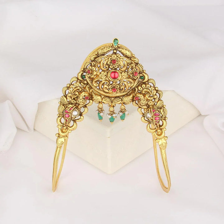 92.5 Silver, 24 kt Gold Plated Mahisha Nagas Nakshi Vanki