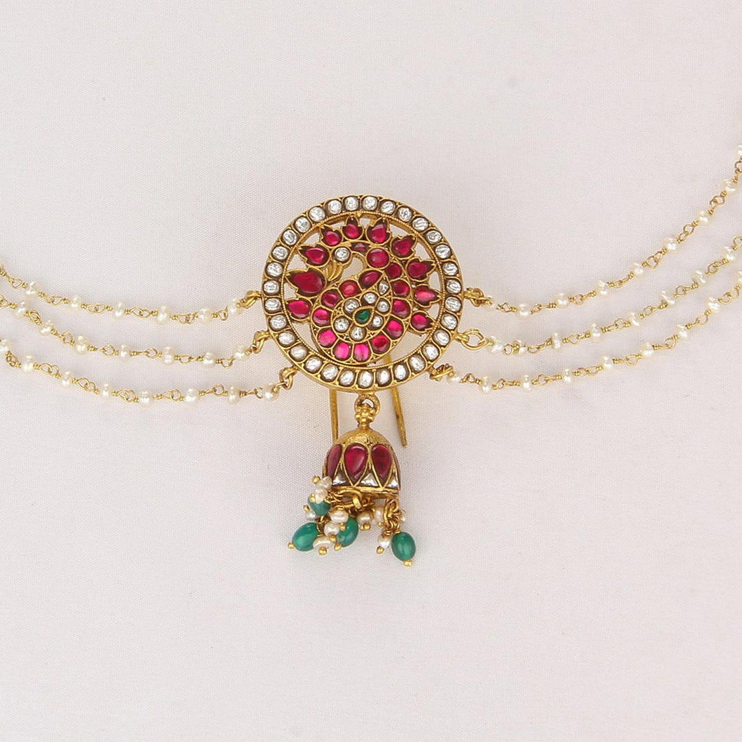 Pure 92.5 Silver, 24kt Gold Plated Yamika Jada Billa With Maatal | SHOBITAM
