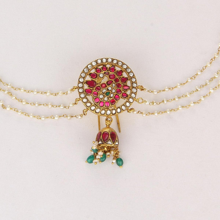 Pure 92.5 Silver, 24kt Gold Plated Yamika Jada Billa With Maatal | SHOBITAM