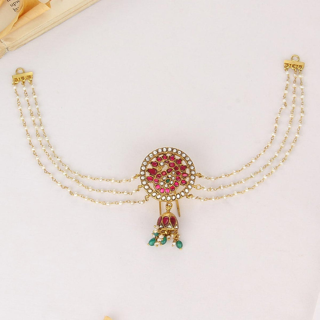 Pure 92.5 Silver, 24kt Gold Plated Yamika Jada Billa With Maatal | SHOBITAM
