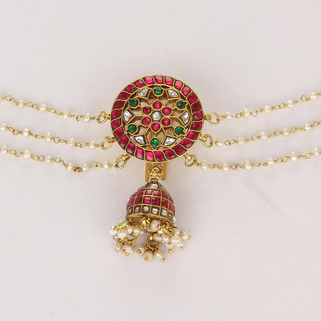 Pure 92.5 Silver, 24kt Gold Plated Ashika Jada Billa With Maatal | SHOBITAM