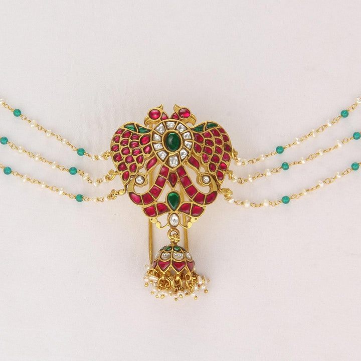 Pure 92.5 Silver, 24kt Gold Plated Makitha Gandaberunda Jada Billa With Maatal | SHOBITAM