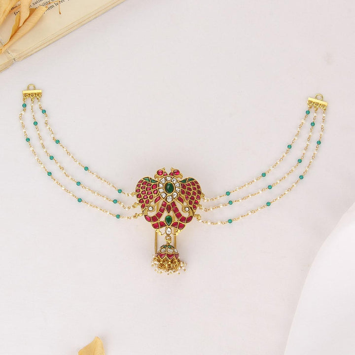 Pure 92.5 Silver, 24kt Gold Plated Makitha Gandaberunda Jada Billa With Maatal | SHOBITAM