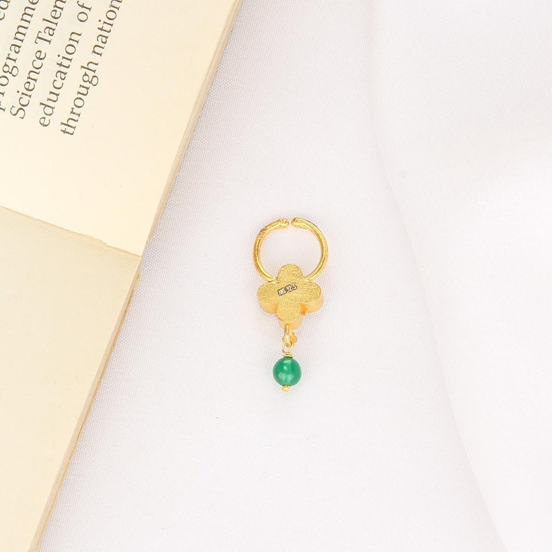 92.5 Silver, 24kt Gold Plated Vimitha Nose Pin | SHOBITAM